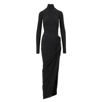 Amazu&igrave;n Amazuin - Adriene Maxi Jurk - Dames - Jurken - Zwart - Maat: ONE Size Leer