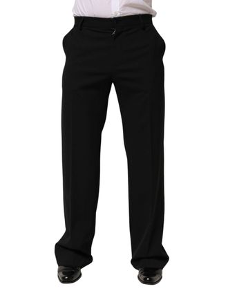 Dolce & Gabbana Mens Pure Wool Formal Trousers Black