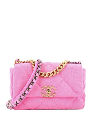 Chanel 19 Flap Bag Quilted Denim Medium shoulder bag - Roze