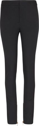 Balmain Zipped slim-fit grain de poudre trousers - Dames - Slim Fit Broeken - Zwart - S - Wol - Broeken