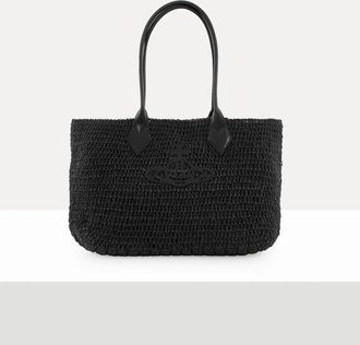 Vivienne Westwood Alana Small Tote Raffia-effect Black