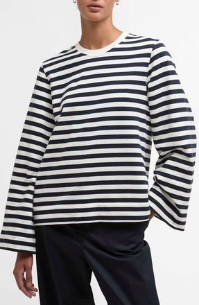Barbour Layla Stripe Sweatshirt in Cloud/Dark Navy Stripe at Nordstrom, Size 14 Us