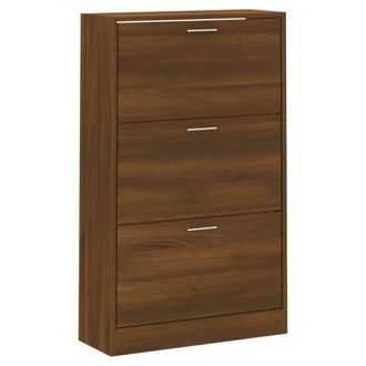 Berkfield Home Shoe Cabinet Brown Oak 63x24x103 cm Engineered Wood | Size: 63 x 24 x 103 cm