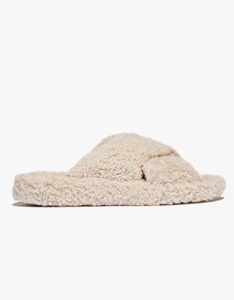 FitFlop Womens FitFlop iQUSHION D-LUXE Womens Cross Slides Milk Ice - Cream - Size: 4