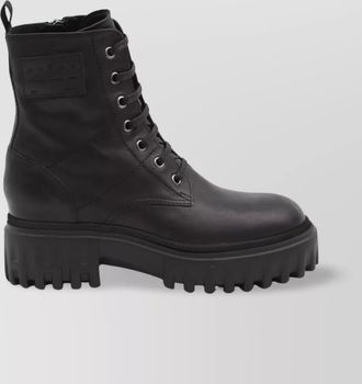 Hogan leather chunky biker ankle boots