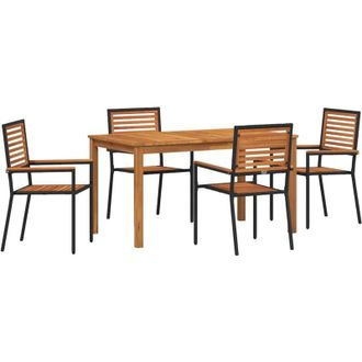 vidaXL Conjunto De Comedor De Jard&iacute;n 5 Pcs Negro Polirat&aacute;n Vidaxl
