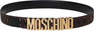 Moschino Logo Metallic Letters Belt - Heren - Riemen - Bruin - 2XL - Leer - Accessoires