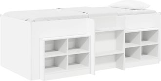 vidaXL Marco De Cama Loft Con Armario Con Estante 3 Uds. Blanco Vidaxl