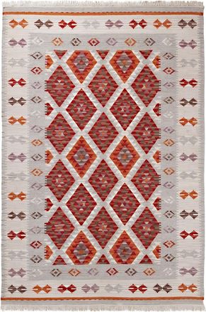 Novatrend Alfombra kilim oriental tejida a mano en lana rojo 200x300 cm