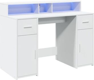 vidaXL Vidaxl - Desk with led Lights White 120x55x91 cm Engineered Wood