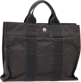Herm&egrave;s Pre-owned Tote Bags, female, Gray, Size: ONE SIZE Pre-owned Canvas Tote Bag