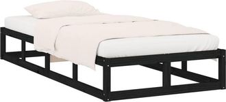 vidaXL Estructura De Cama De Madera Maciza Negra 90x200 Cm Vidaxl