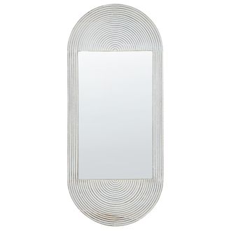 Beliani Beliani - Espejo De Pared Con Marco De Madera Acabado Envejecido Vintage Blanco Crema Briant