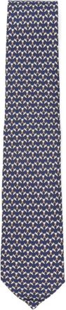Ferragamo Blue Geometric Silk Tie