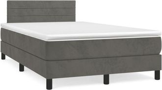 vidaXL Vidaxl - Cama Box Spring Con Colch&oacute;n Terciopelo Gris Oscuro 120x190 Cm