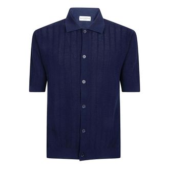 Ballantyne Cardigans, male, Blue, Size: 2XL Half Sleeve Shirt