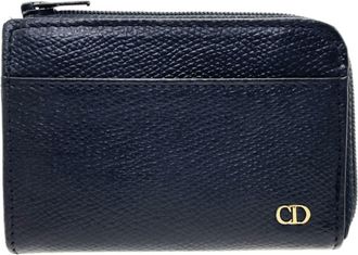 Dior Black Leather Coin Purse/Coin Case (Pre-Owned)