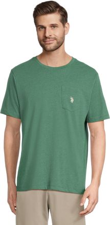 U.S.Polo Association Mens Crew Neck Pocket T-Shirt (Color Group 2 of 2), Green Trail Heather, Medium