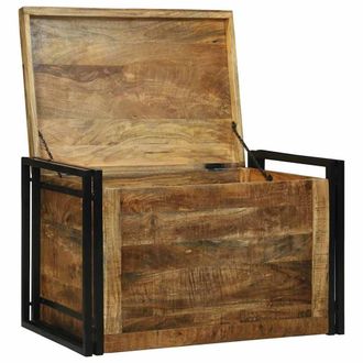 Berkfield Home Storage Box - 80 x 50 x 50 cm, Solid Rough Wood Mango in Brown | Size: 80 x 50 x 50 cm