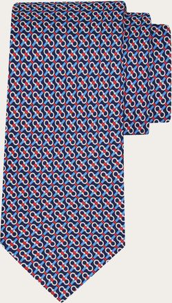 Ferragamo Men Gancini print silk tie Black