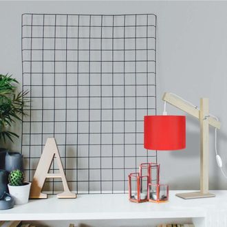 Tosel Lampe bureau madera Alt.50cm natural Pantalla: rojo