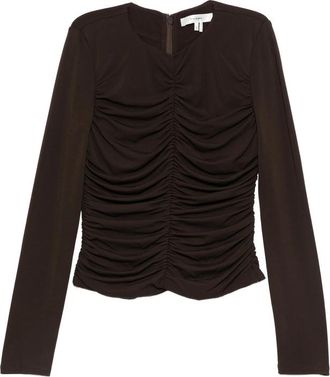 Frame Denim Ruched Long-sleeve Blouse