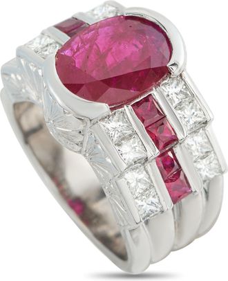 Luxury Bazaar Platinum 1.76ct Diamond and Ruby Ring MF20-050726