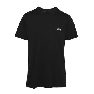 Fila Mens T-Shirt 100% Cotton, Mens Regular Fit Short Sleeve T-Shirt, Black, XXL