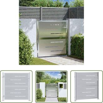 vidaXL Cancello in acciaio inox - Cancello da giardino Argento 85 x 97 cm Acciaio inossidabile