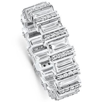 Pompeii3 3Ct TW Emerald Cut Diamond Fancy Eternity Wedding Ring 14k Gold Lab Grown