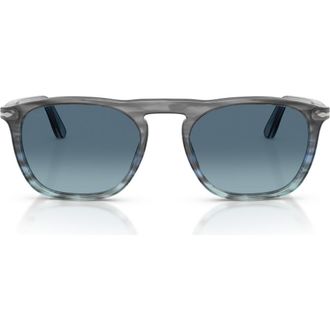 Persol Gae 55mm Square Sunglasses in Striped Grey Blue /Azure Blue at Nordstrom