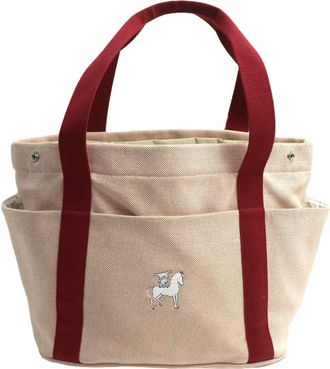 Herm&egrave;s Red Color Canvas Toile H Tote Bag (Pre-Owned)