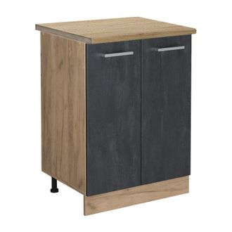 Vicco Mueble Bajo De Cocina R-line, Hormig&oacute;n Negro, 60 Cm Et Roble