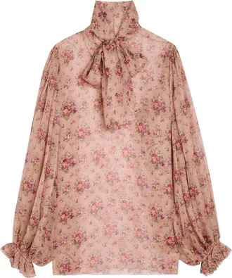 Dolce & Gabbana Floral-print Silk Blouse - Light Pink - 38 (UK6 / XS)
