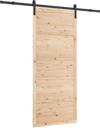 vidaXL Puerta Corredera Natural 100 X 208 Cm Madera De Pino Maciza Vidaxl