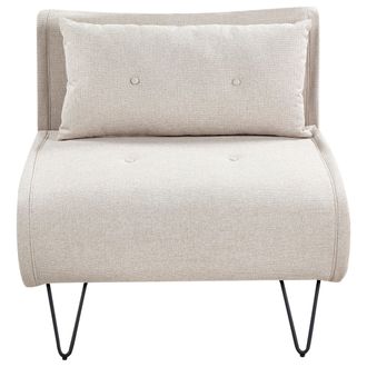 Beliani Sof&aacute; Cama Glamuroso 1 Plaza Individual Con Coj&iacute;n De Tela Beige Claro Vestfold