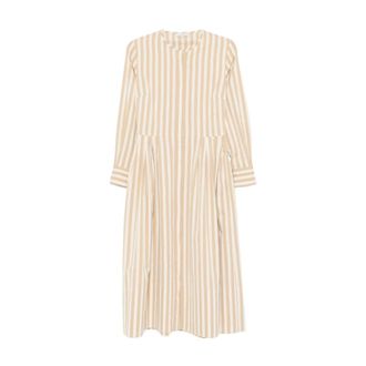 Antonelli Midi Dresses, female, Beige, Size: S Striped Pleated Dress