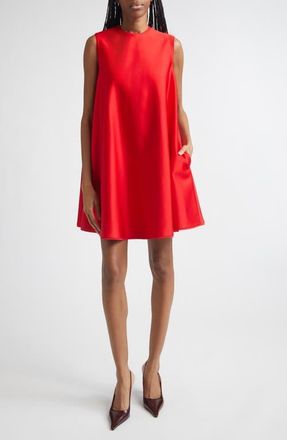 Stella McCartney Crepe Back Satin Trapeze Minidress in Lipstick Red at Nordstrom, Size 10 Us