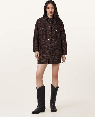 AllSaints Cotton Faye Oversized Shacket Dress, Size: M