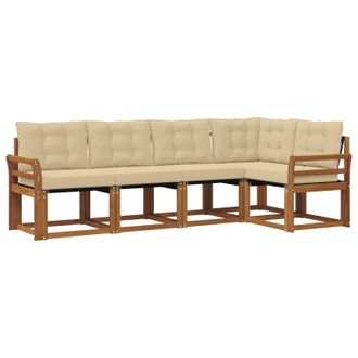 vidaXL Conjunto De Sof&aacute;s De Exterior Con Coj&iacute;n 5 Pcs Natural Y Beige Vidaxl