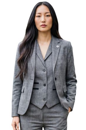 TruClothing Womens Grey Three Piece Check Tailored Suit - TPW-51
