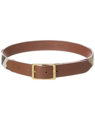 Burberry Check Canvas & Leather Belt