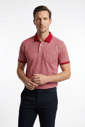 Olymp Poloshirt OLYMP Casual, Herren, Gr. XXL, rot, Piqu&eacute;, Obermaterial: 100% Baumwolle, Shirts Poloshirt, Two-Tone Piqu&eacute;, Seitenschlitzen im Saum