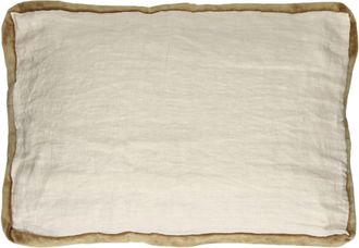 POMAX Coj&iacute;n de lino blanco y camel 60X40