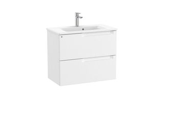 Roca Roca - Pack Unik Mueble Base Compacto De Dos Cajones + Lavabo Aleyda Color: Blanco Mate - Medidas: 705x380x565 Mm