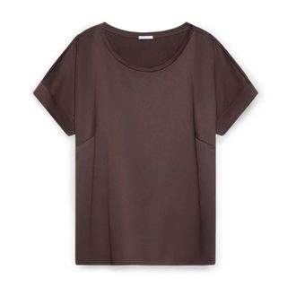 Fiorella Rubino T-shirt bimaterica in raso e jersey - - Blouses & Shirts - Donna - Marrone - S