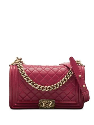 Chanel Boy medium schoudertas met diamantvormige voering - Roze