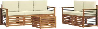 vidaXL Conjunto De Sof&aacute;s De Exterior 6 Uds. Natural Y Crema Vidaxl