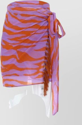 The Attico printed cotton wrap skirt