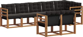 vidaXL Conjunto De Sof&aacute;s De Exterior 8 Uds. Natural Y Negro Vidaxl